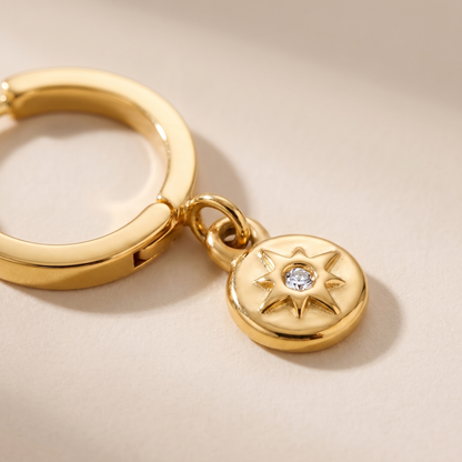Asea North Star Charm Hoops — close-up detail