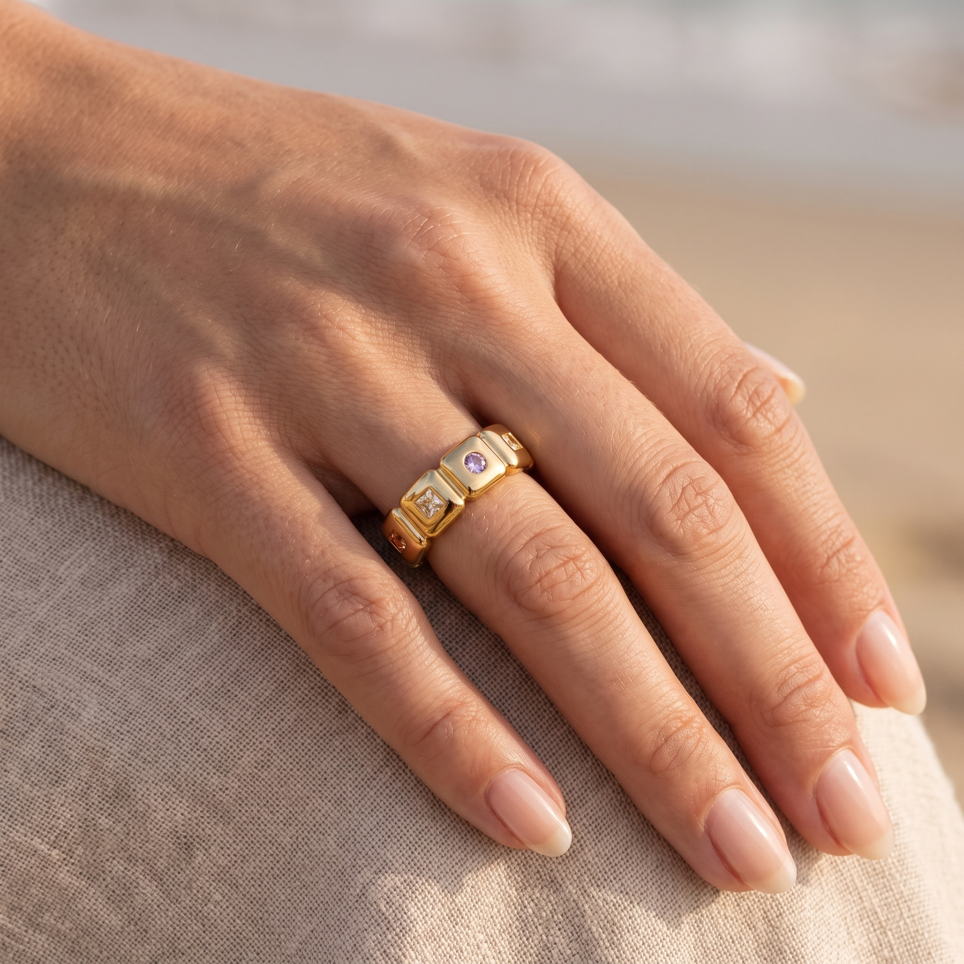 Asea Rainbow Stone Ring — worn by model