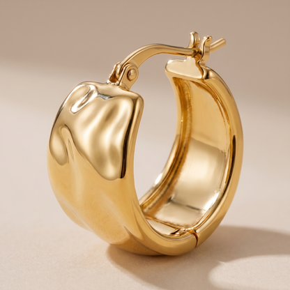 Asea Molten Flat Hoops — close-up detail