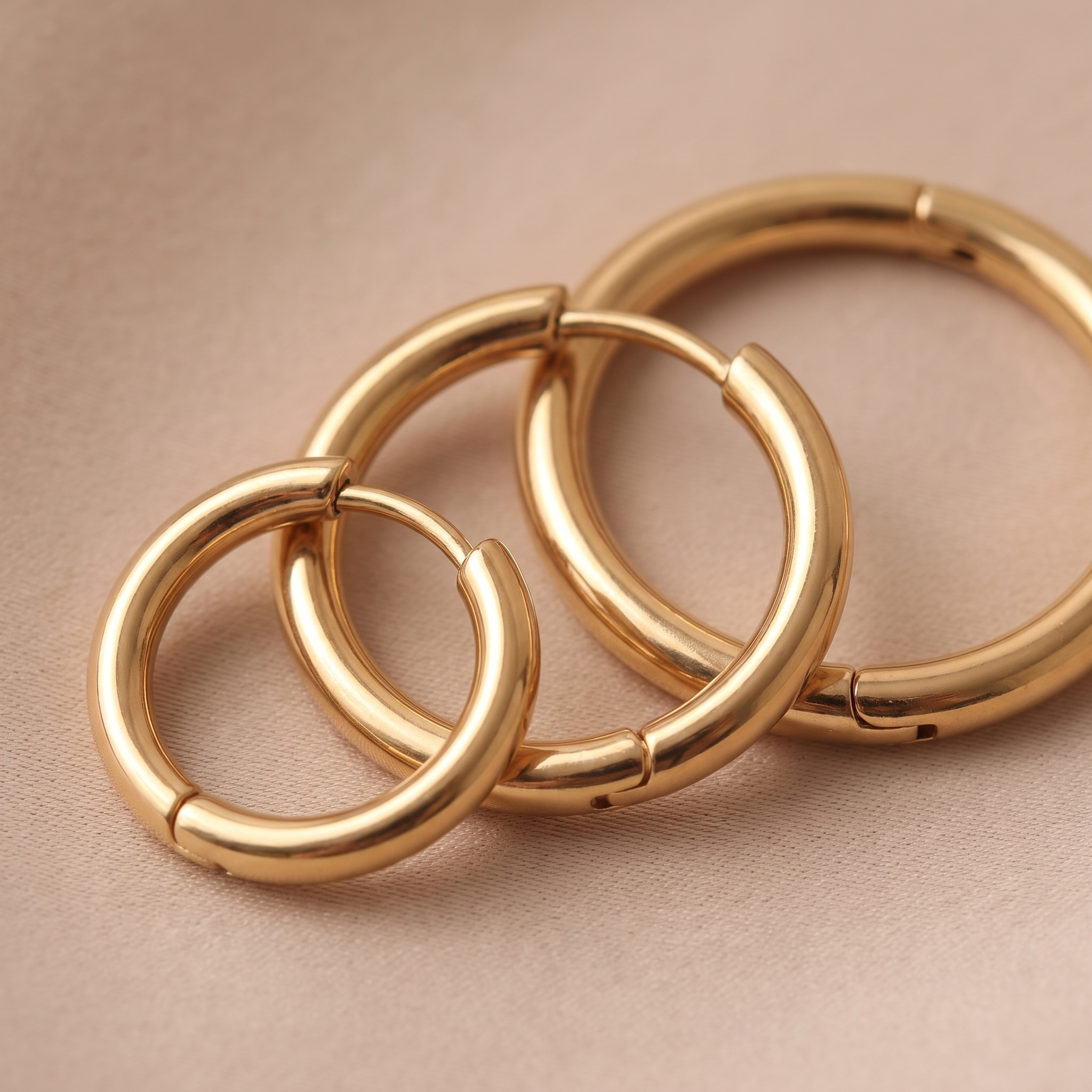 Asea Three-Pair Hoop Set — close-up detail