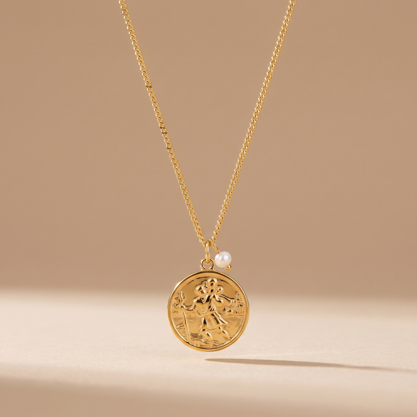 Asea St. Christopher Medallion Necklace — front view