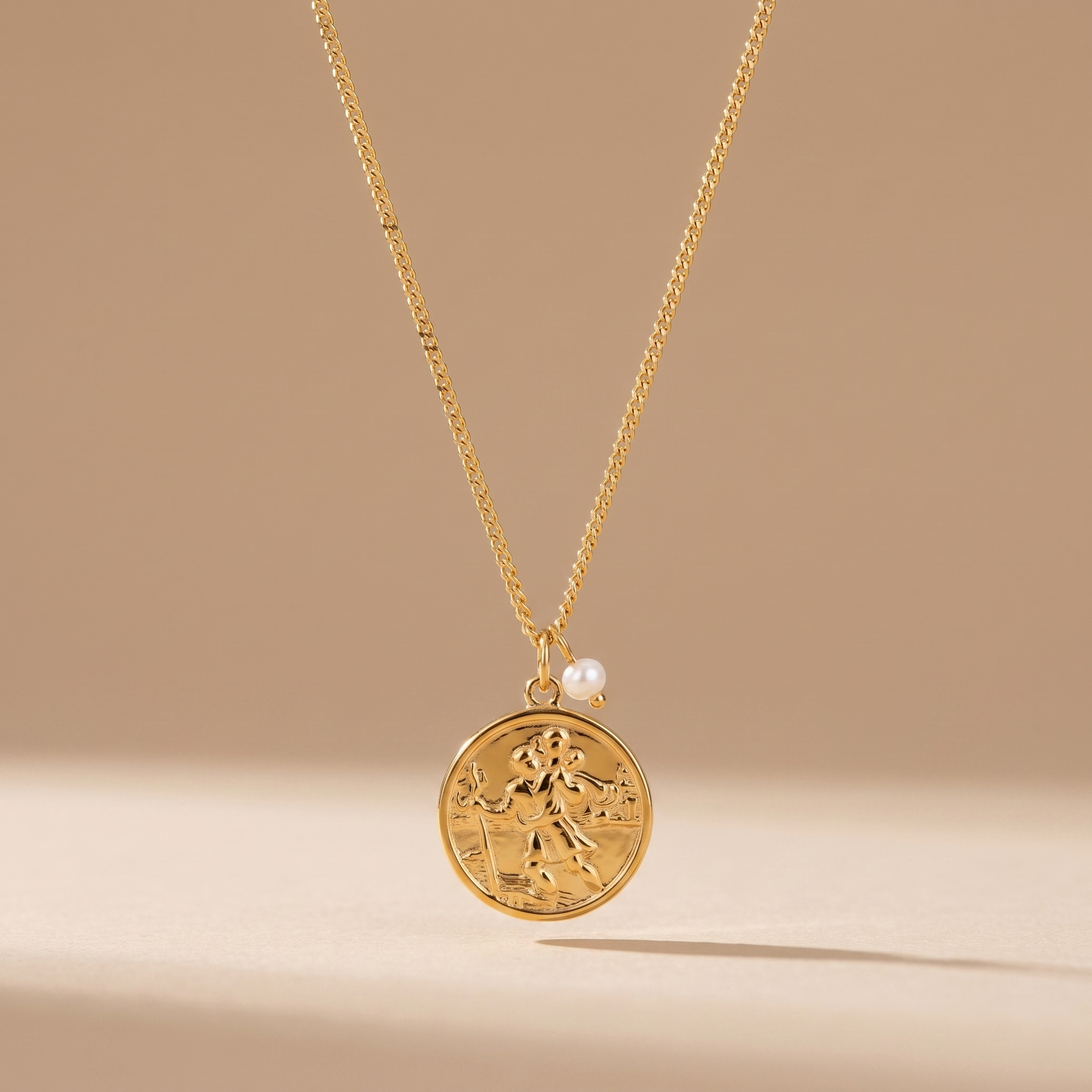 Asea St. Christopher Medallion Necklace — front view