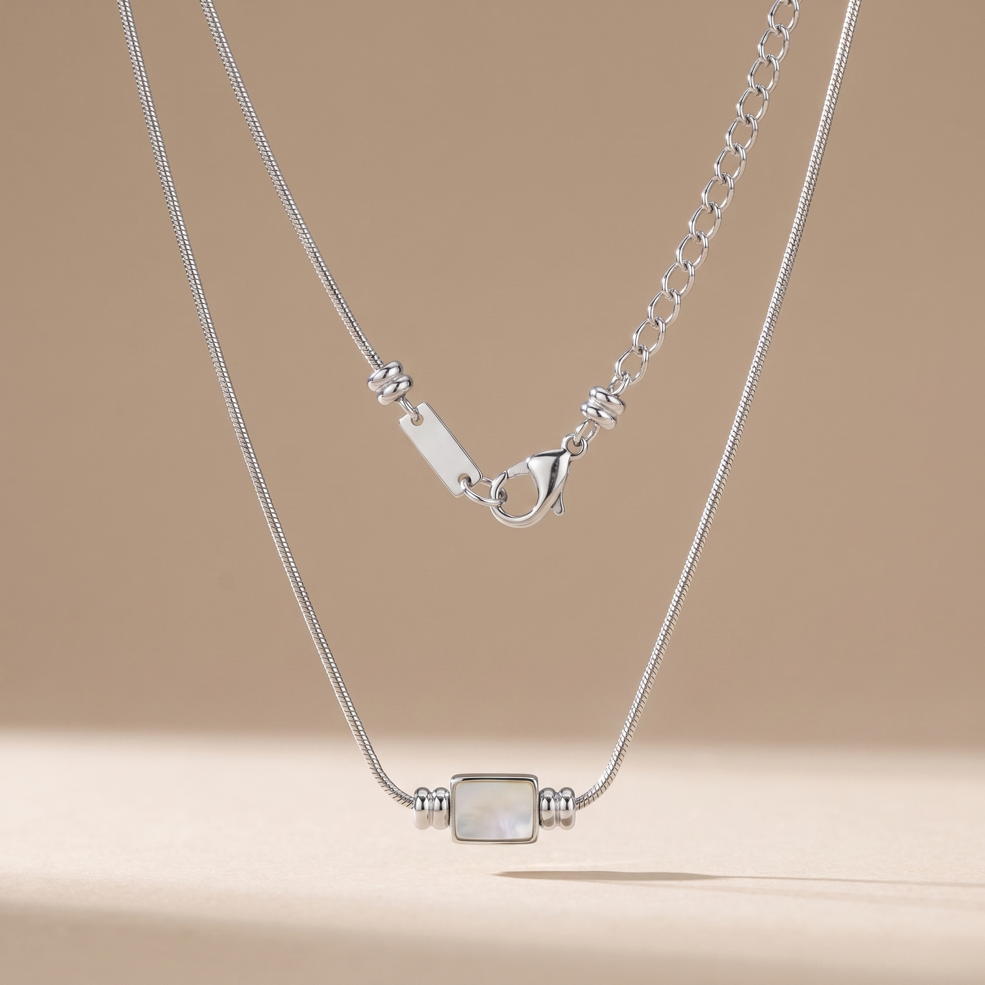 Asea Lunara Mother of Pearl Necklace — Silver Color