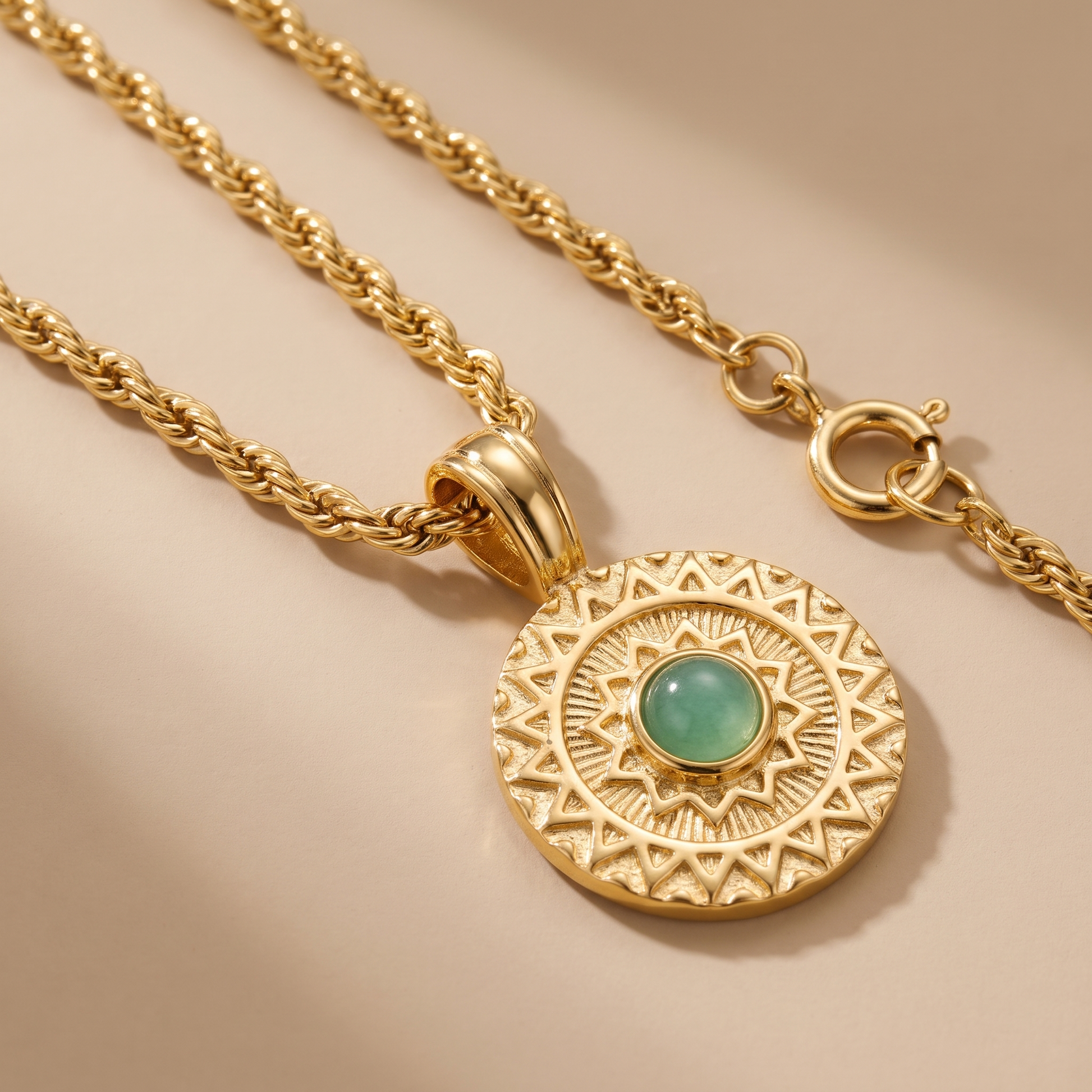 Asea Andean Sun Aventurine Necklace — close-up detail