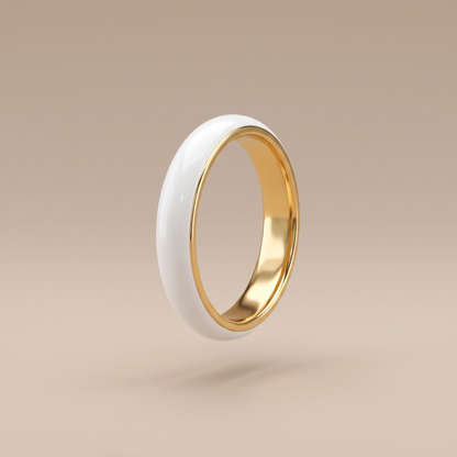 Asea White Enamel Stacker Ring — front view