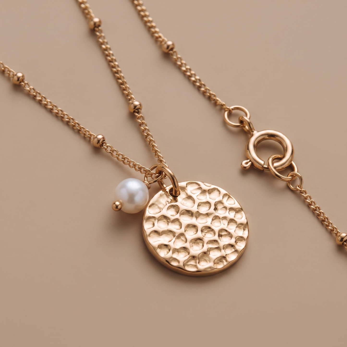 Asea Island Coin & Pearl Necklace — close-up detail