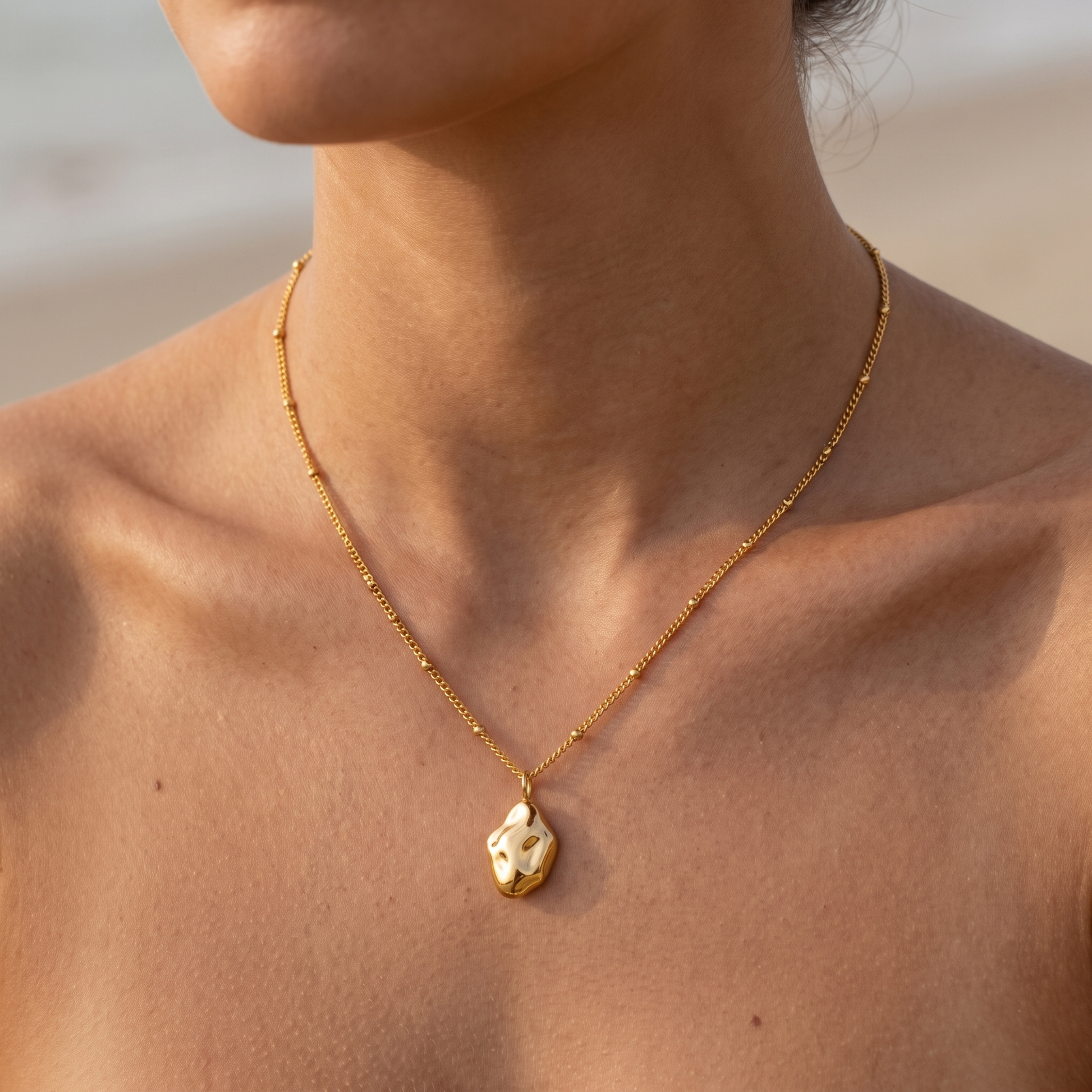 Asea Gilded Nugget Necklace — worn by model