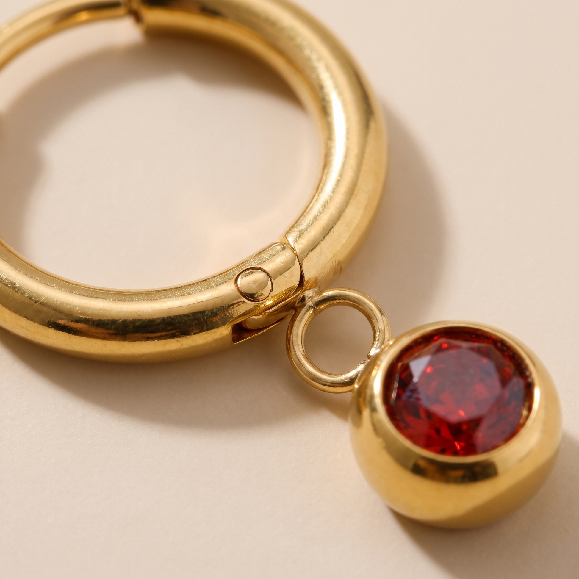 Asea Birthstone Huggie Hoops — close-up detail