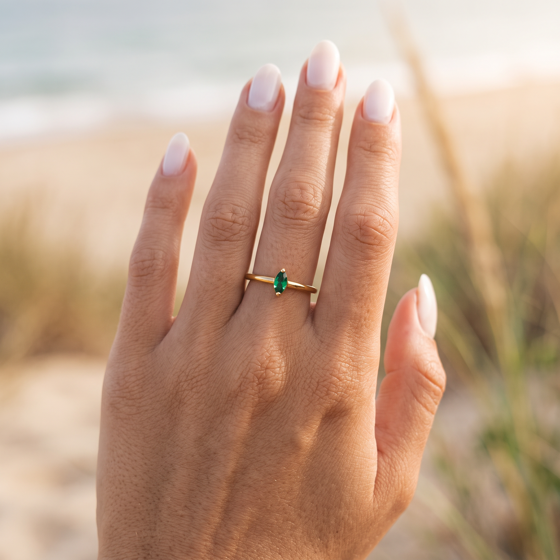 Asea Petite Emerald Ring — worn by model