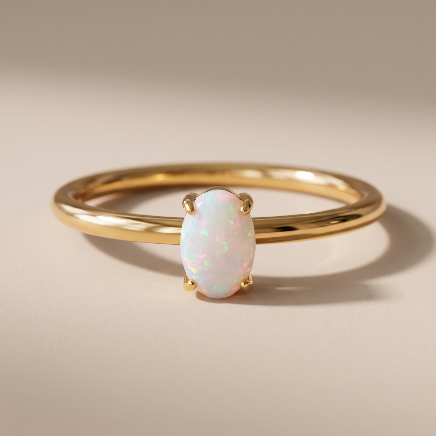 Asea Oval White Opal Ring — close-up detail
