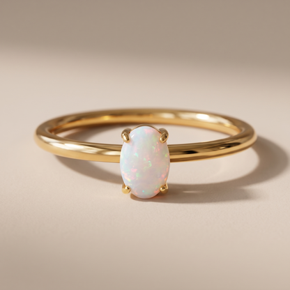 Asea Oval White Opal Ring — close-up detail