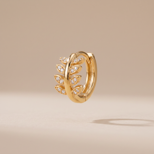 Asea Laurel Huggie Hoops — front view