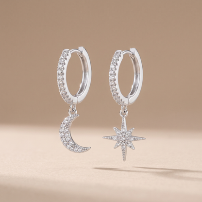 Asea Summer Night Moon & Star Earrings — Silver color