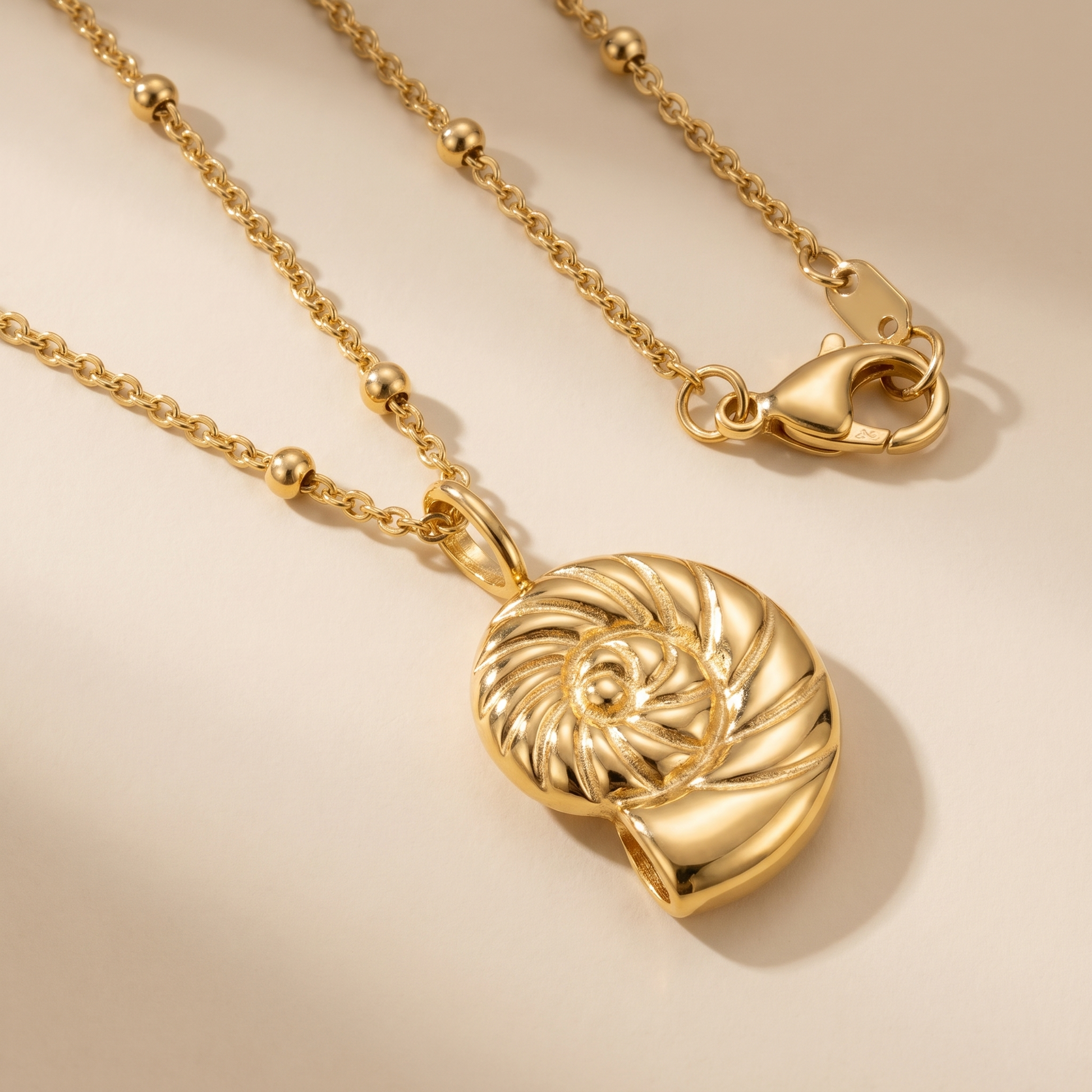 Asea Nautilus Shell Necklace — close-up detail