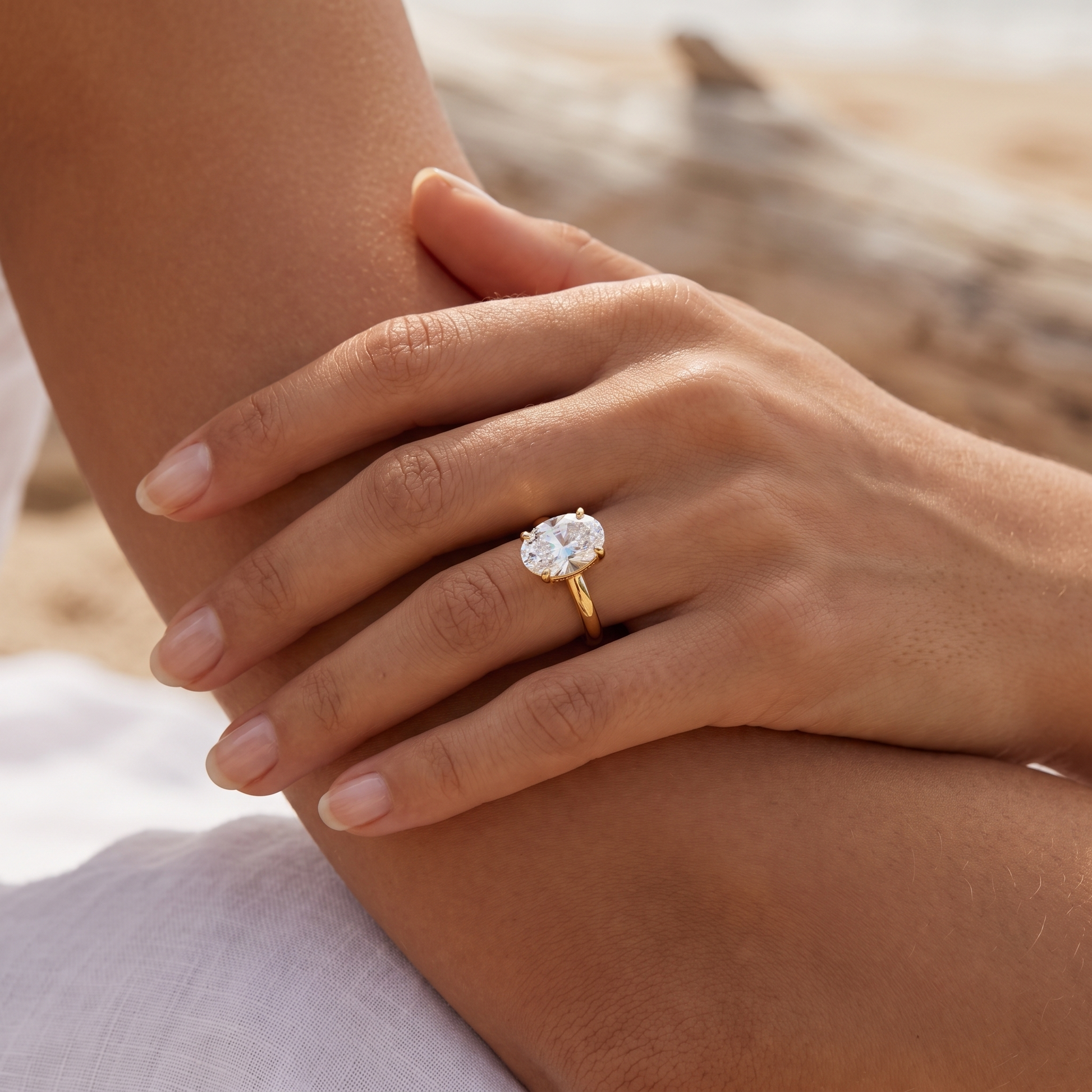 Asea Oval Cut Solitaire Ring — worn by model
