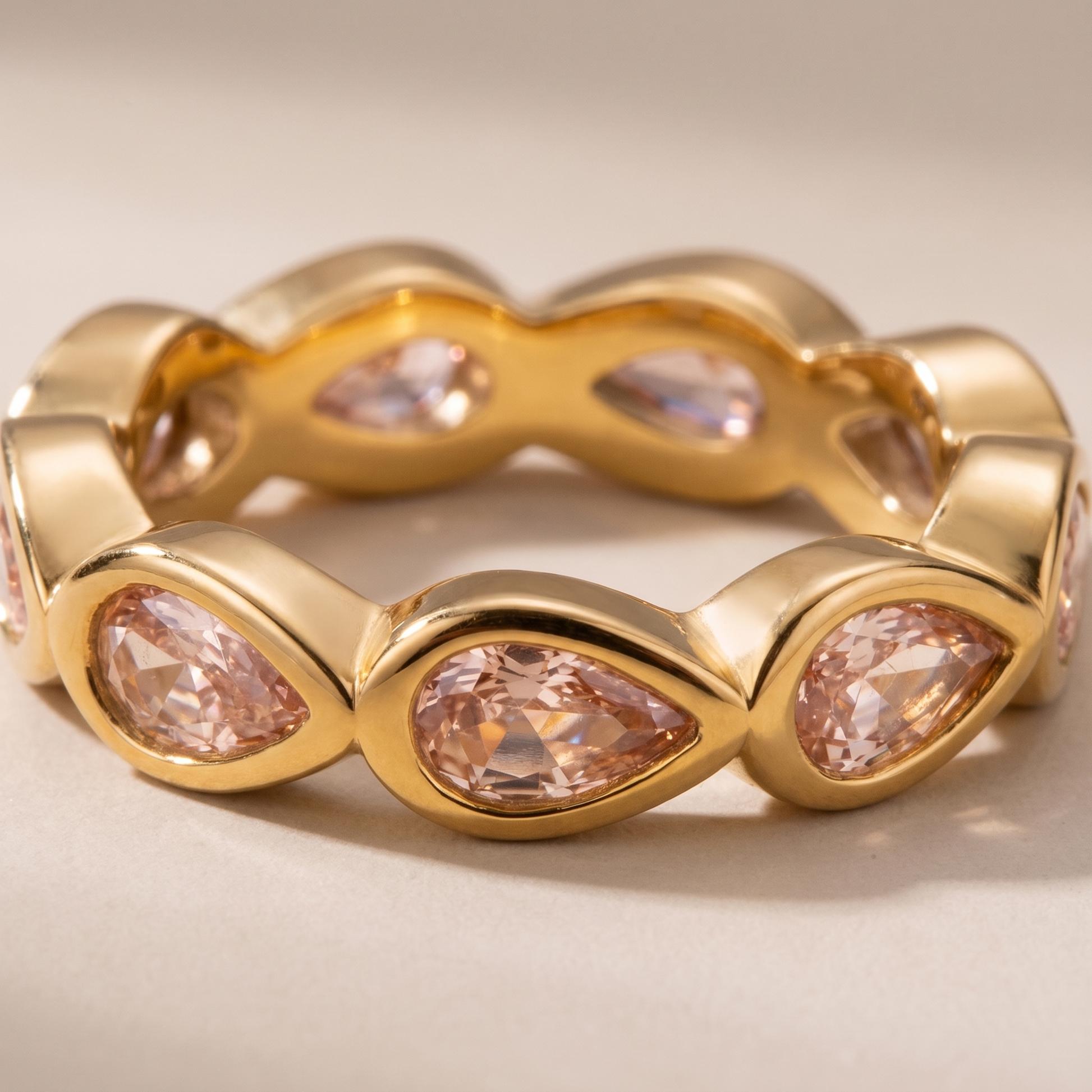 Asea Peony Pink Stone Ring — close-up detail