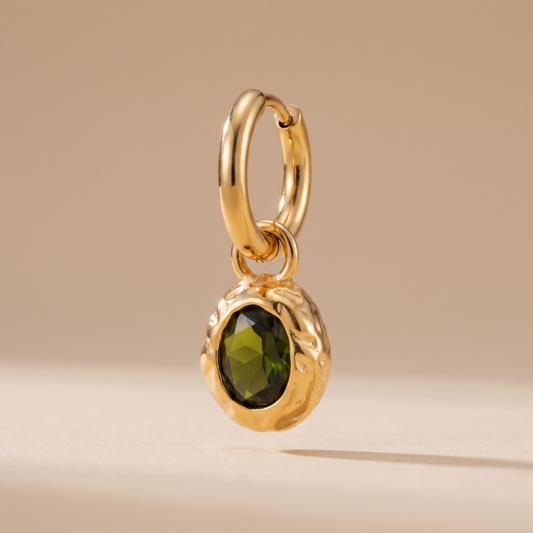 Asea Olive Drop Huggie Earrings — front view