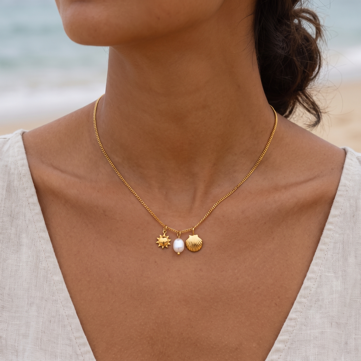Asea Ocean Lover Trio Necklace — worn by model