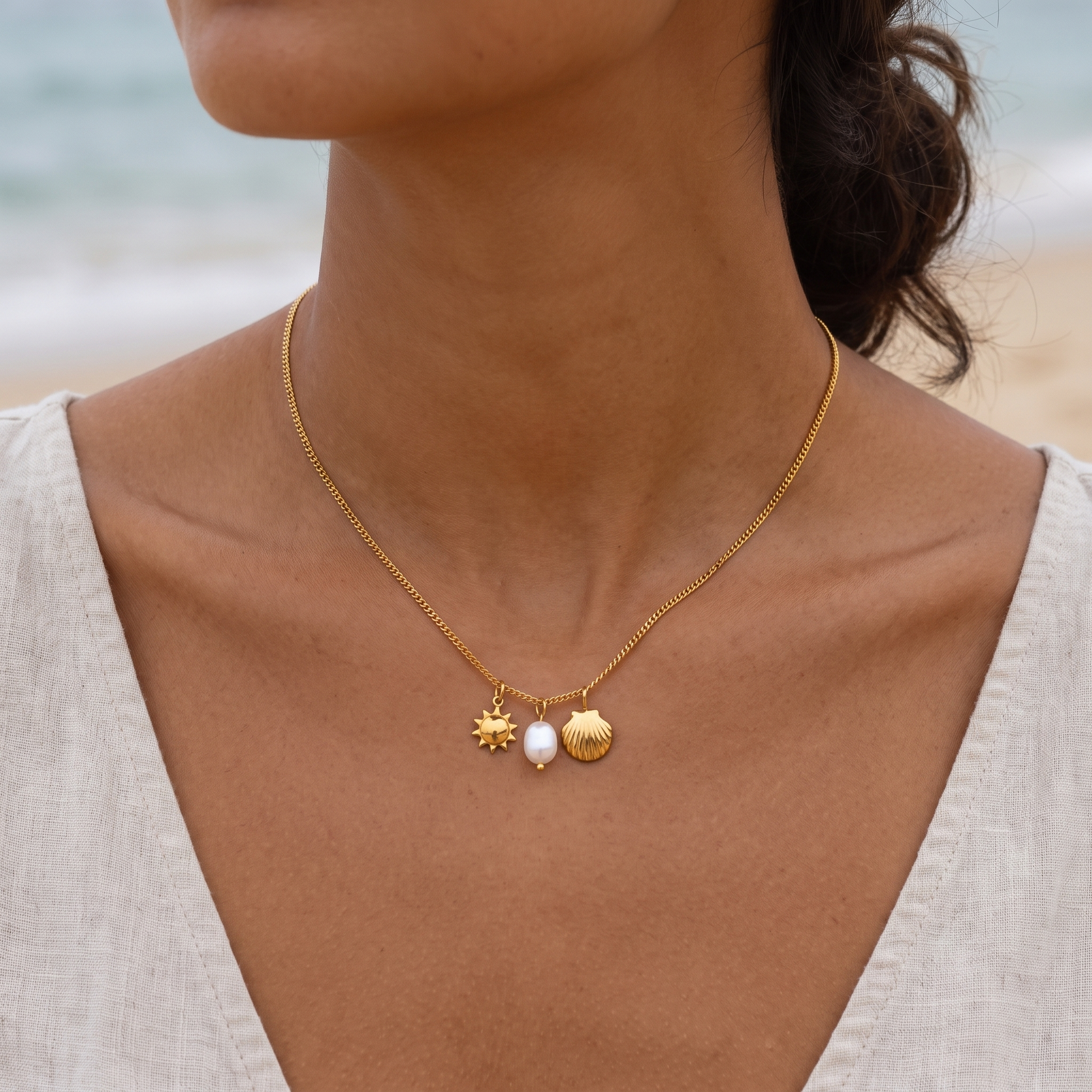 Asea Ocean Lover Trio Necklace — worn by model