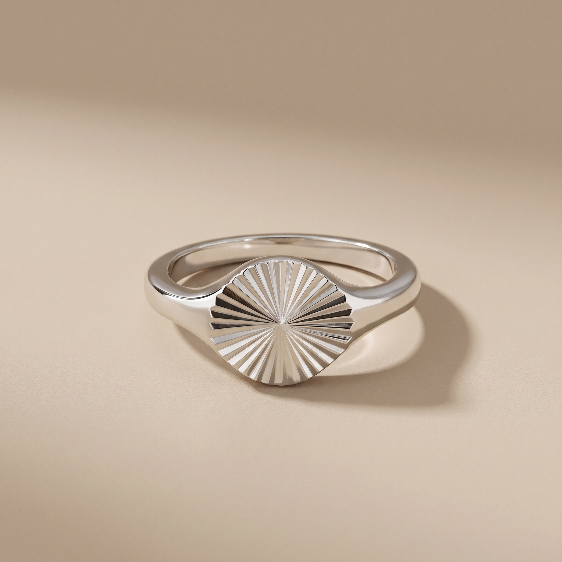 Asea Sun Motif Signet Ring — Silver Color