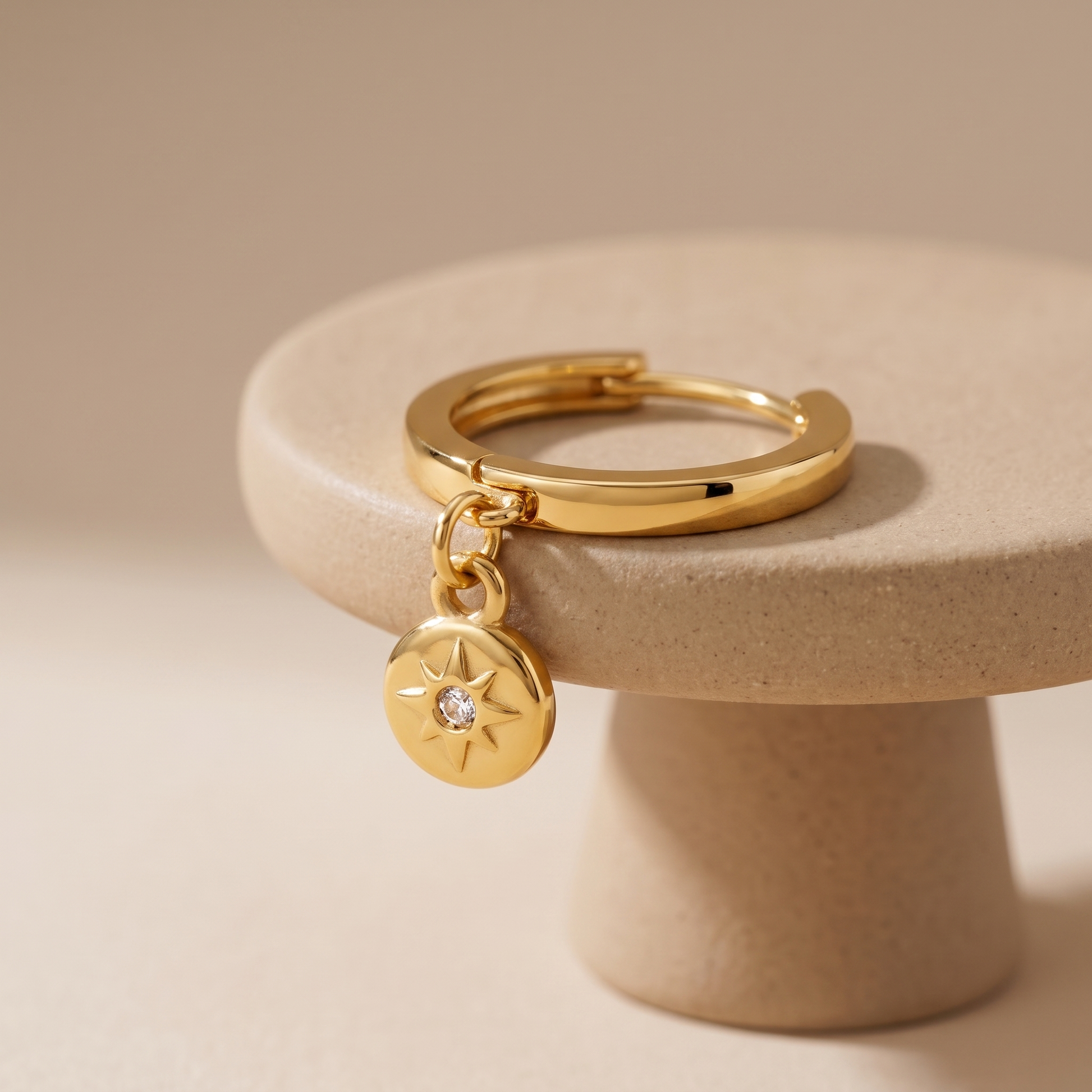 Asea North Star Charm Hoops — angle