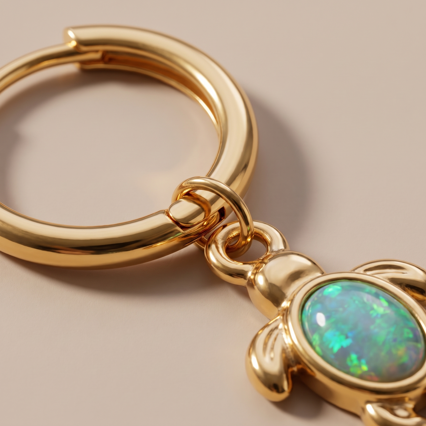 Asea Opal Sea Turtle Hoops — close-up detail