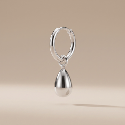 Asea Sculpted Drop Hoop Earrings — Silver color