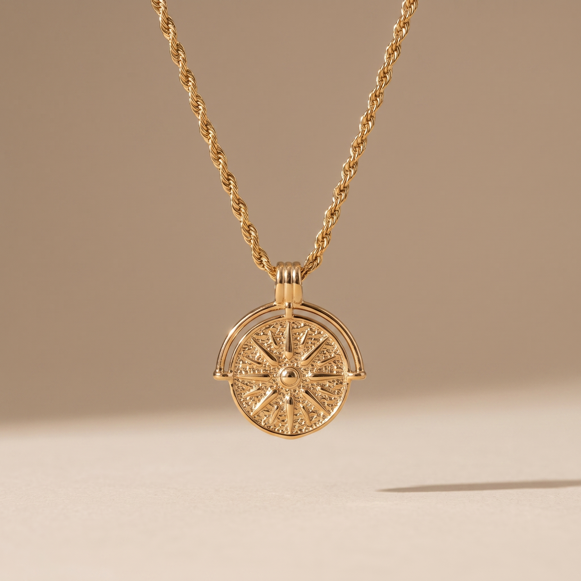 Asea Gold Sun Pendant Necklace — front view