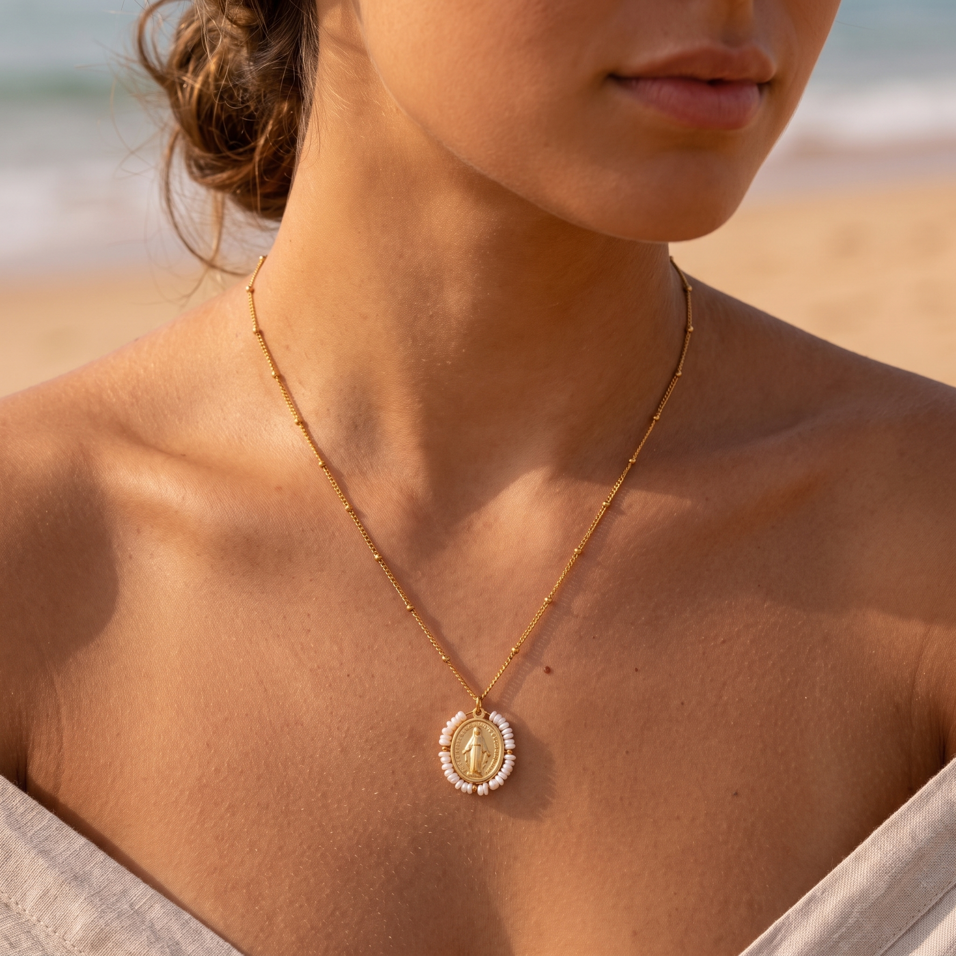 Asea Maris Pearl Necklace — worn by model