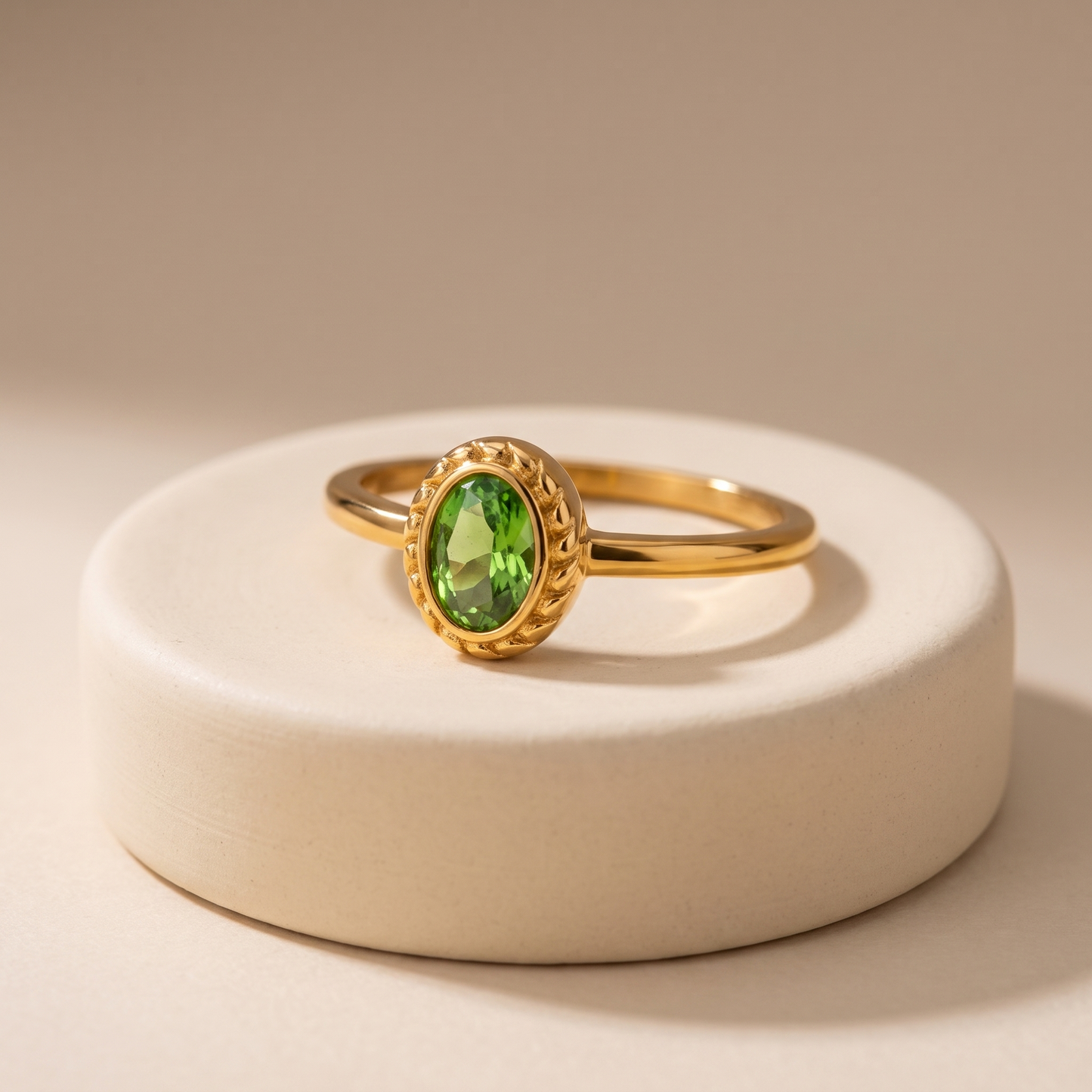Asea Alba Green Stone Ring — angle