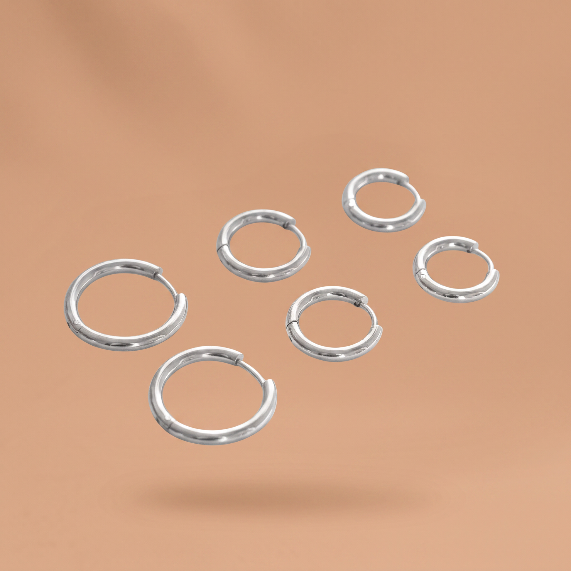 Asea Three-Pair Hoop Set — Silver Color