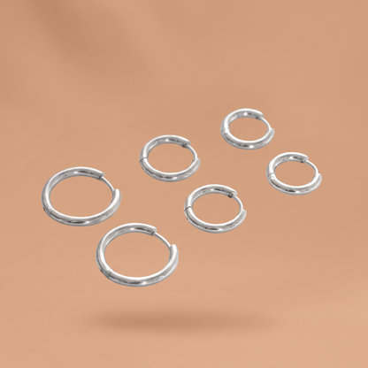 Asea Three-Pair Hoop Set — Silver Color