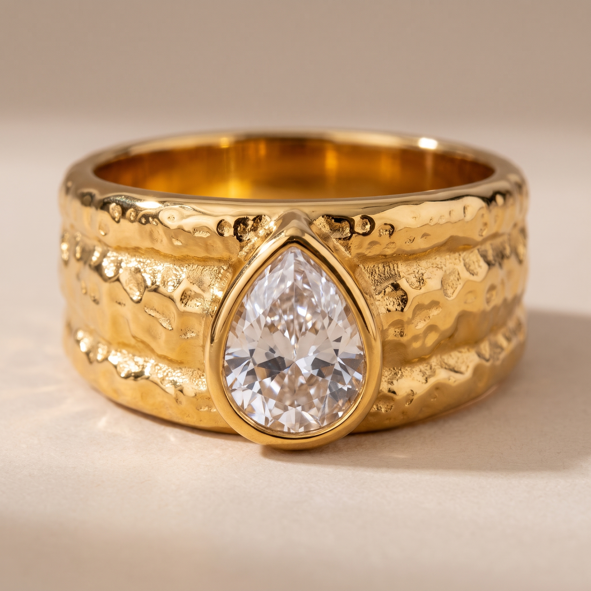 Asea Voyager Hammered Ring — close-up detail