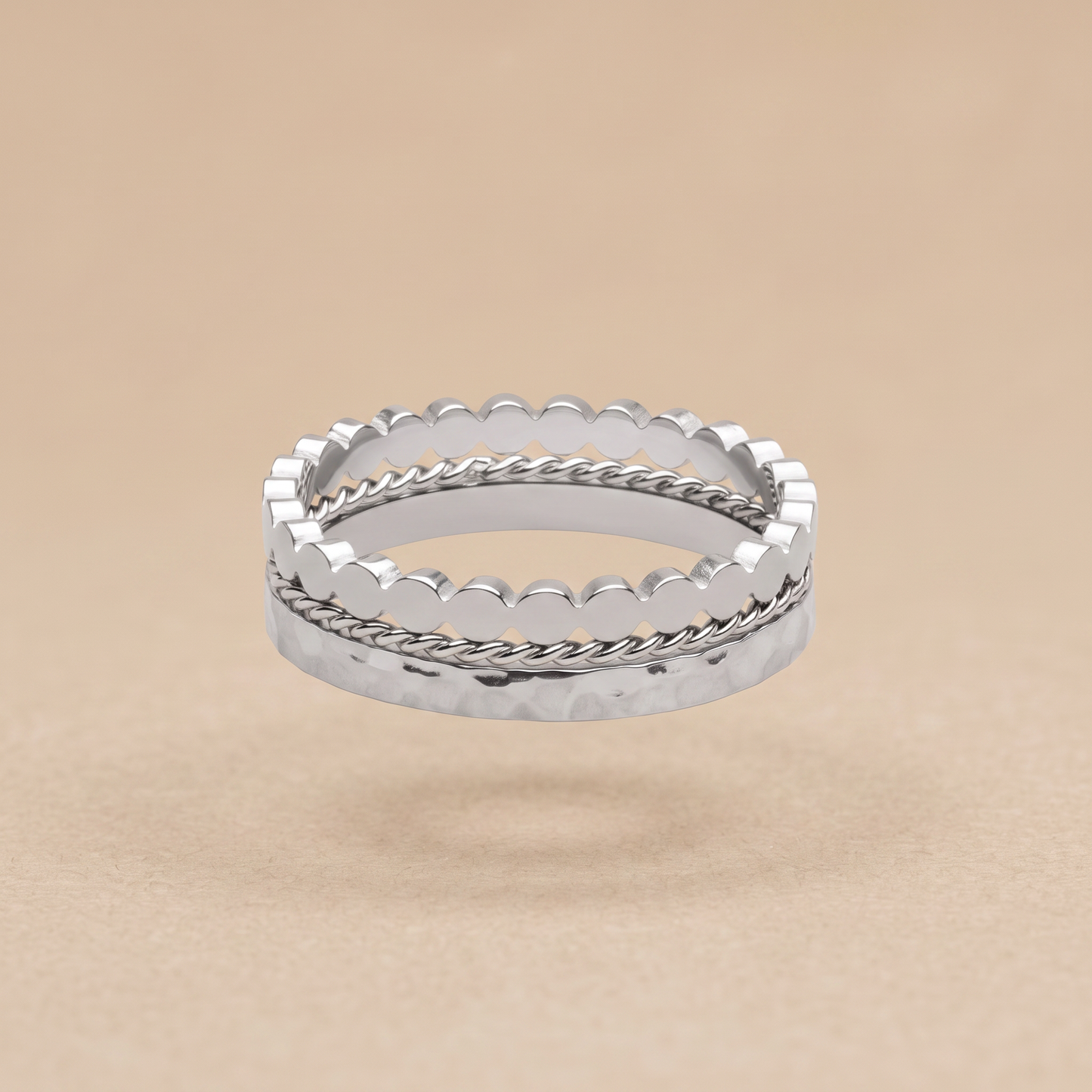 Asea Everyday Trio Ring Set — Silver Color