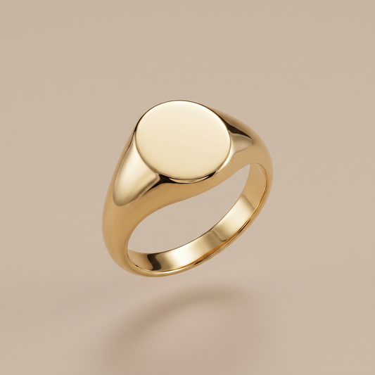 Asea Polished Oval Signet Ring — front view