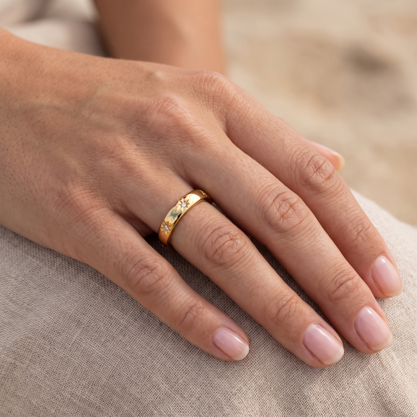 Asea Zircon Sparkle Band Ring — worn by model