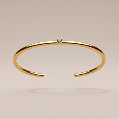 Asea Slim Emerald Stone Cuff — front view