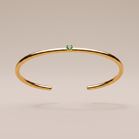 Asea Slim Emerald Stone Cuff — front view