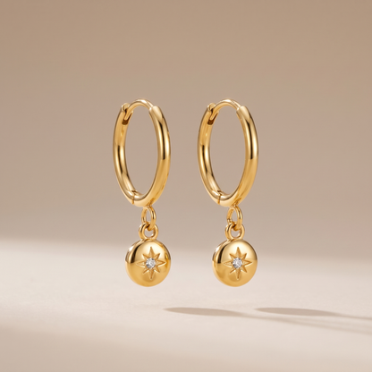 Asea North Star Charm Hoops — front view