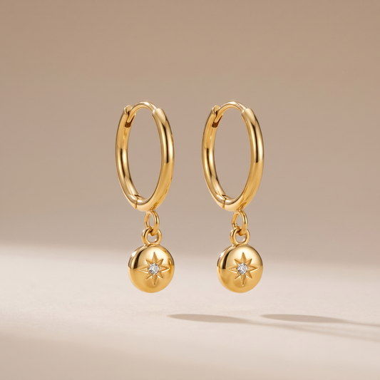 Asea North Star Charm Hoops — front view