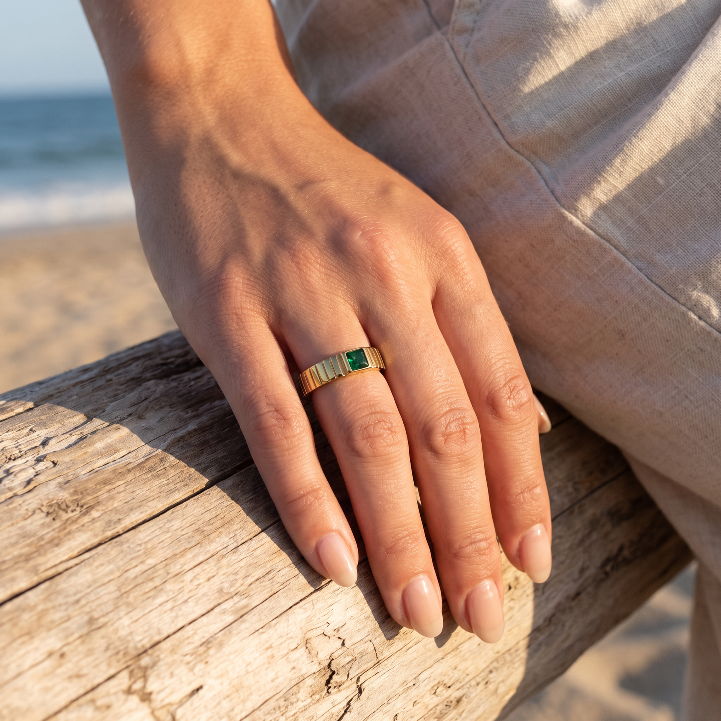 Asea Emerald Green Statement Ring — worn by model