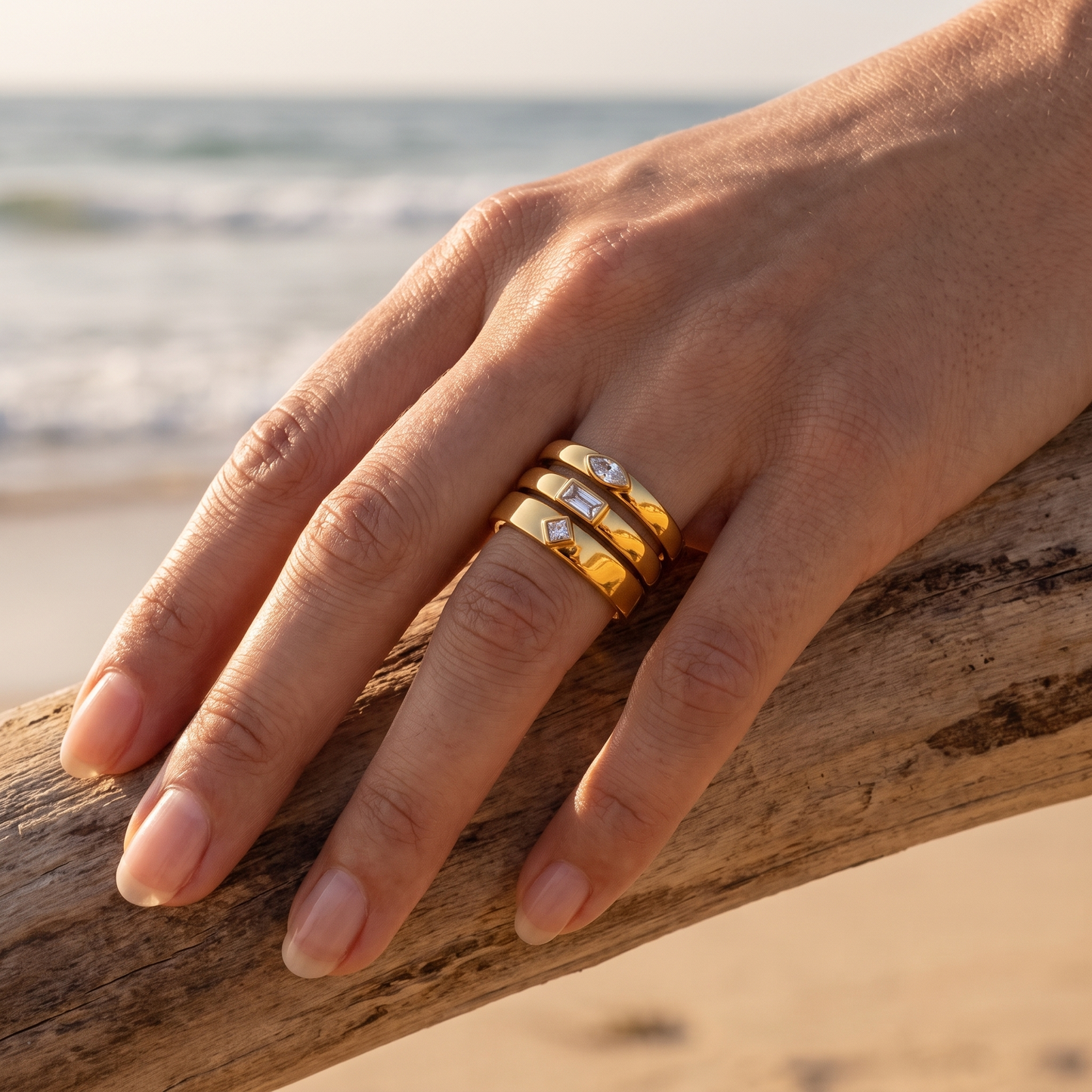 Asea Eternity Stacking Rings Trio — worn by model