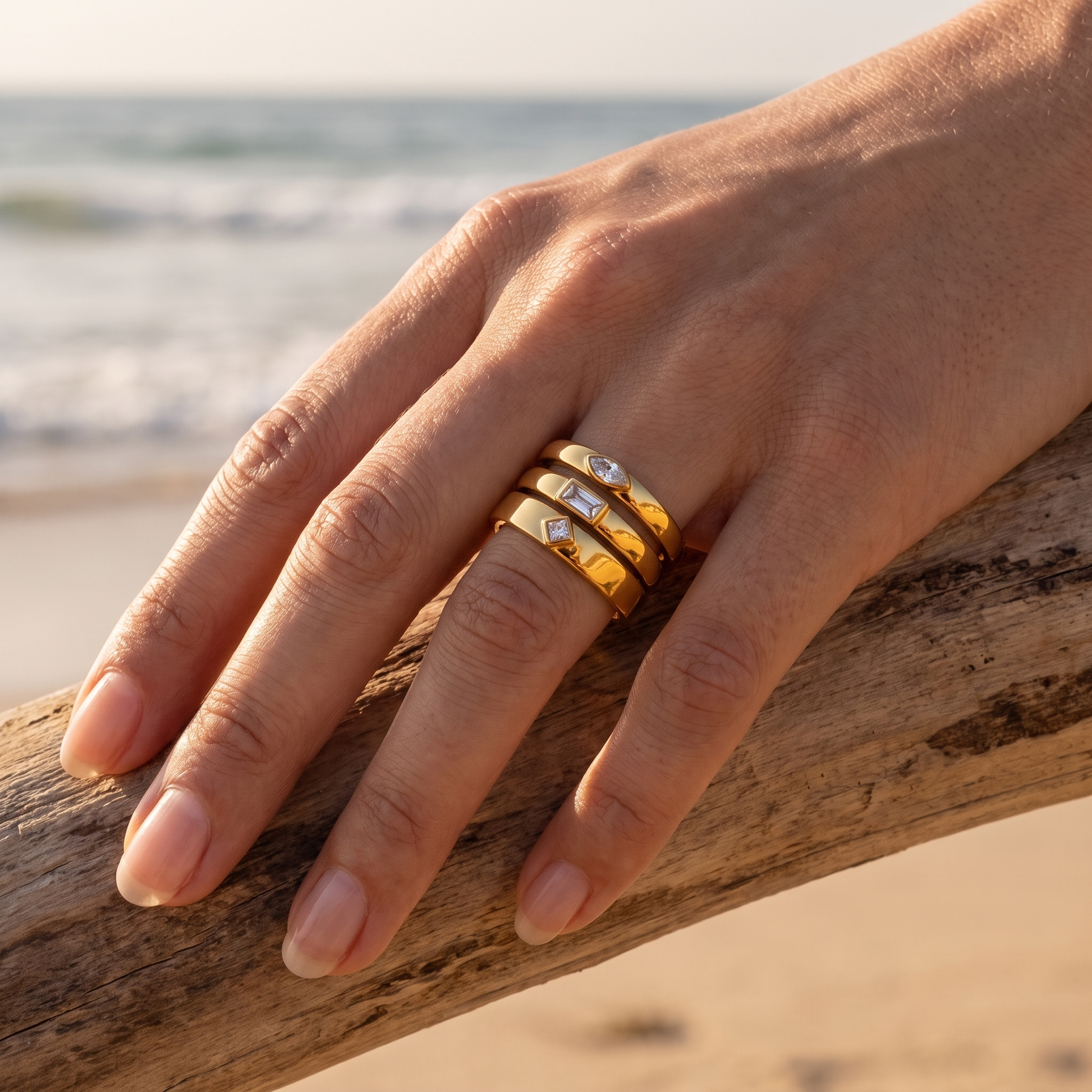 Asea Eternity Stacking Rings Trio — worn by model