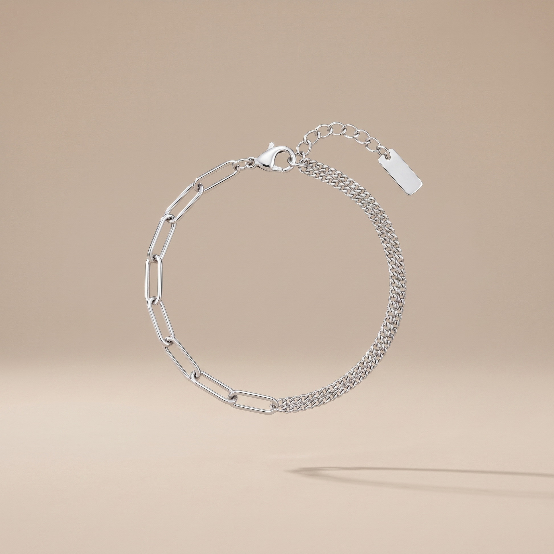 Asea Poise Mixed Chain Bracelet — Silver color