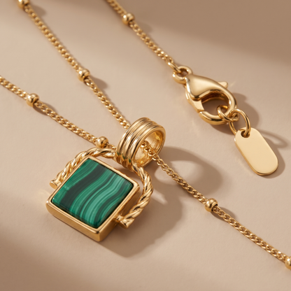 Asea Malachite Pendant Necklace — close-up detail