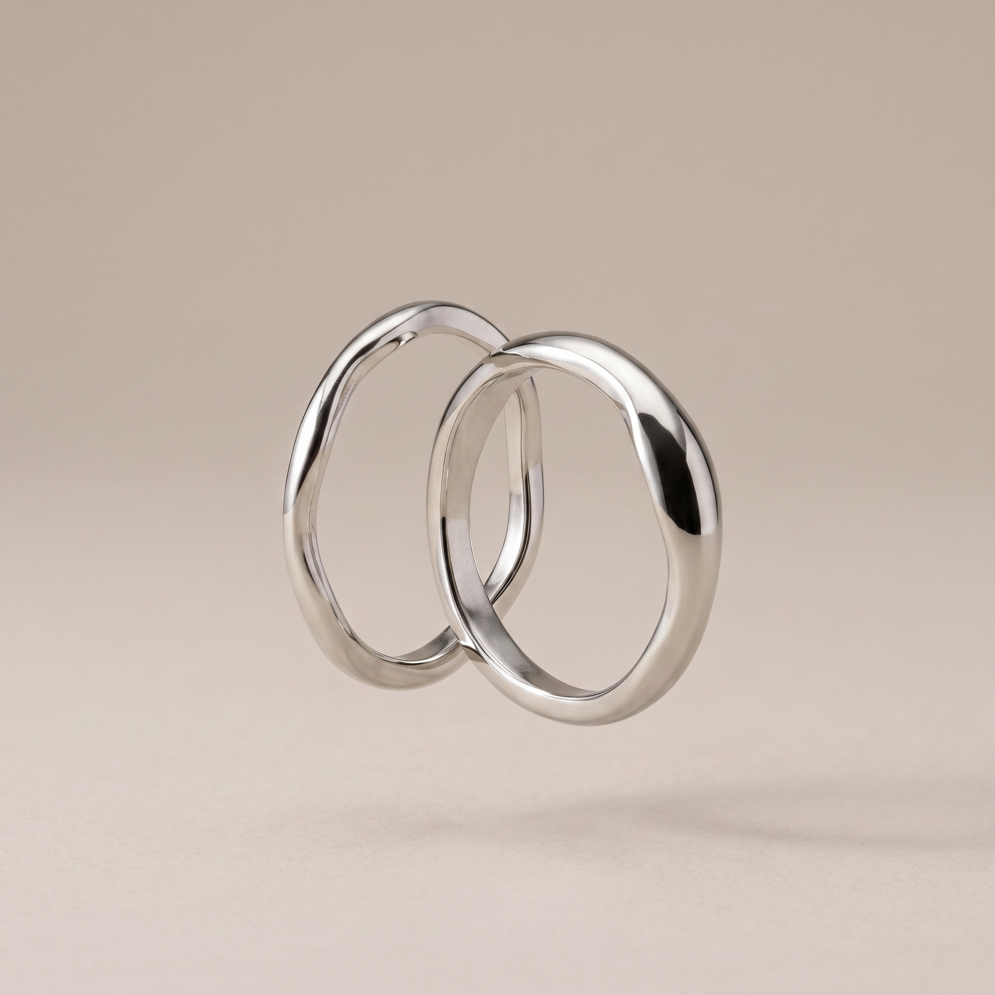 Asea Twin Flame Stacking Ring Set — Silver color