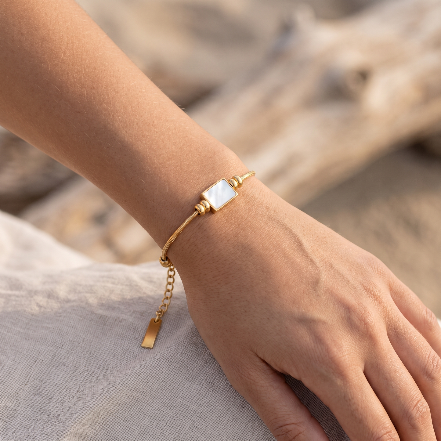 Asea Lunara Mother of Pearl Bracelet — worn by model