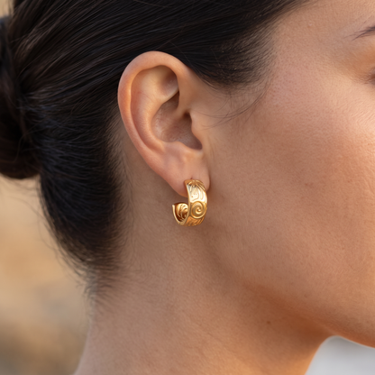 Asea Bloom Floral Half-Hoops — worn by model