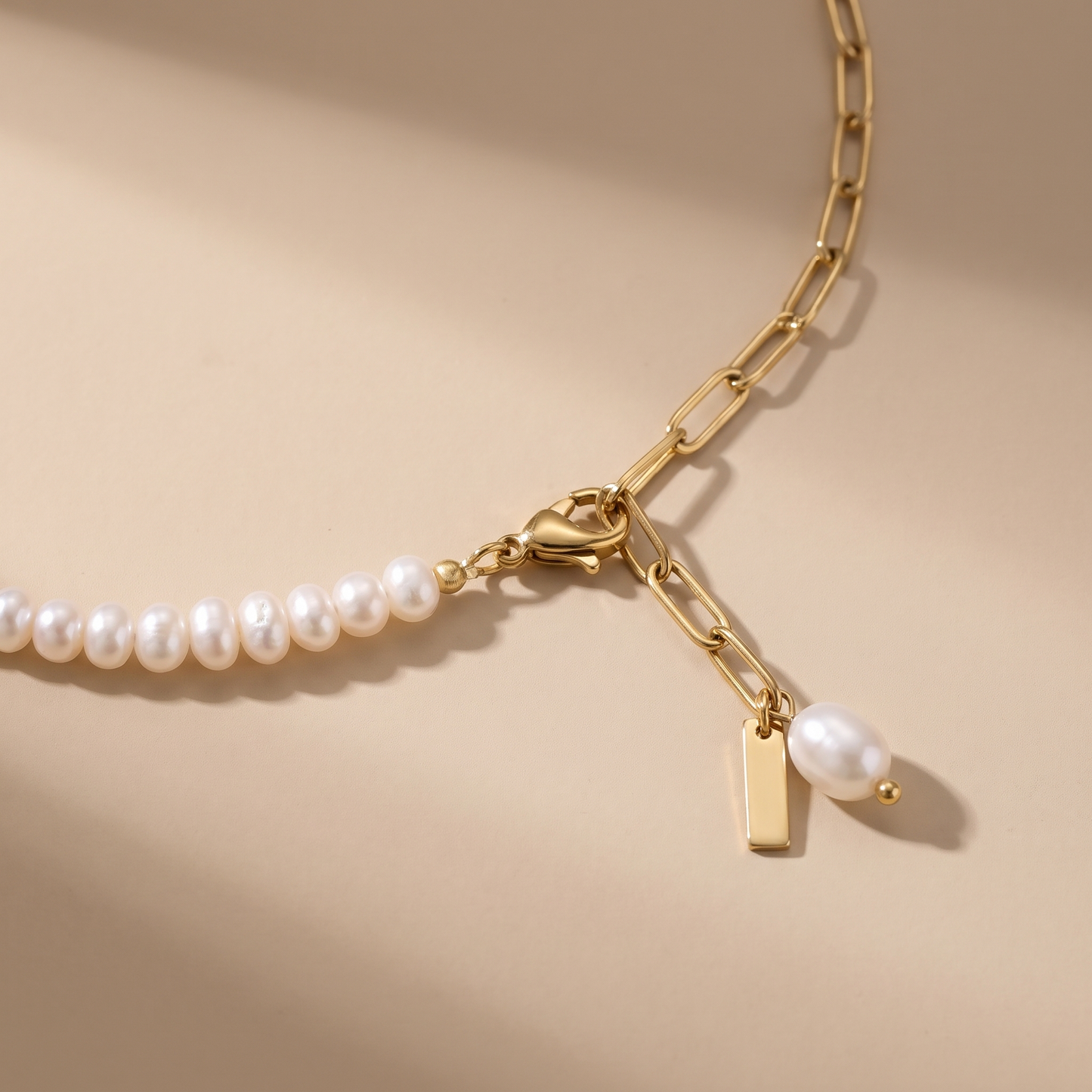 Asea La Palma Layered Pearl Anklet — close-up detail