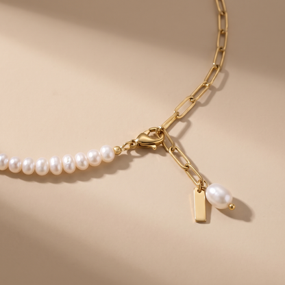 Asea La Palma Layered Pearl Anklet — close-up detail